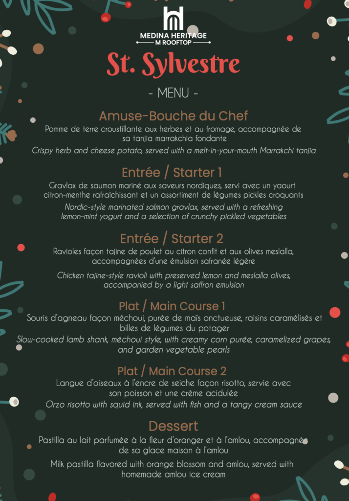 New Year Celebration ; Dinner December 31 ; Marrakesh New Year